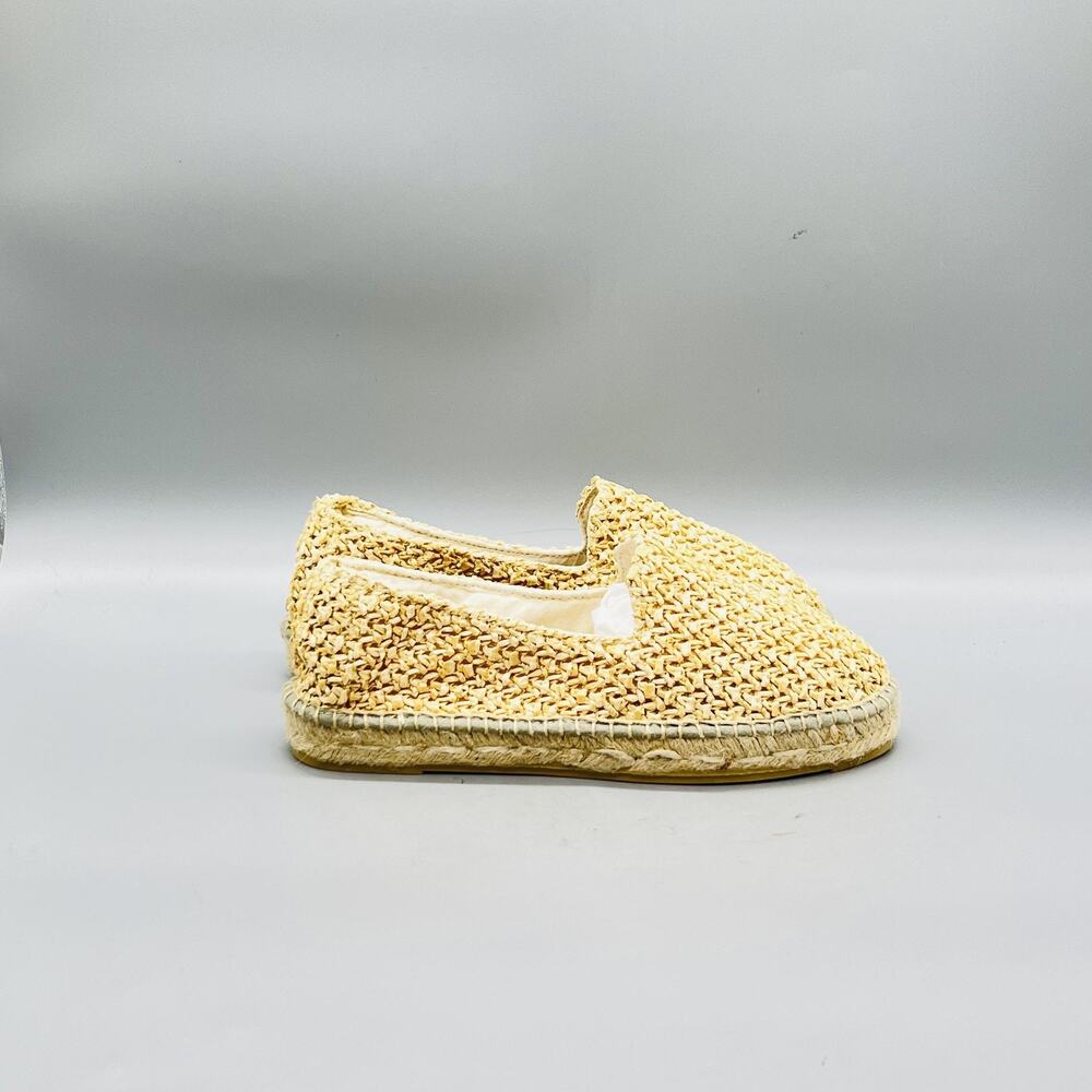 Manebi Shoes Womens 6 Beige Woven Raffia Espadrille Flats Slip On Casual Comfort
